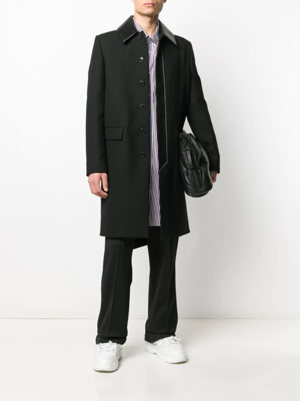 Valentino Leather Collar Single-Breasted Coat Valentino Leather Collar Single-Breasted Coat