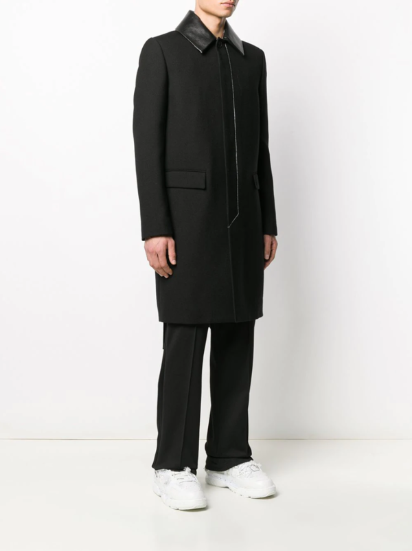 Valentino Leather Collar Single-Breasted Coat Valentino Leather Collar Single-Breasted Coat