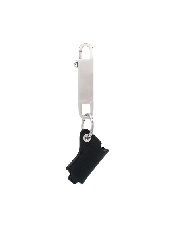 Rick Owens Leather Lighter Case Keyring - Silver/Black Rick Owens Leather Lighter Case Keyring - Silver/Black