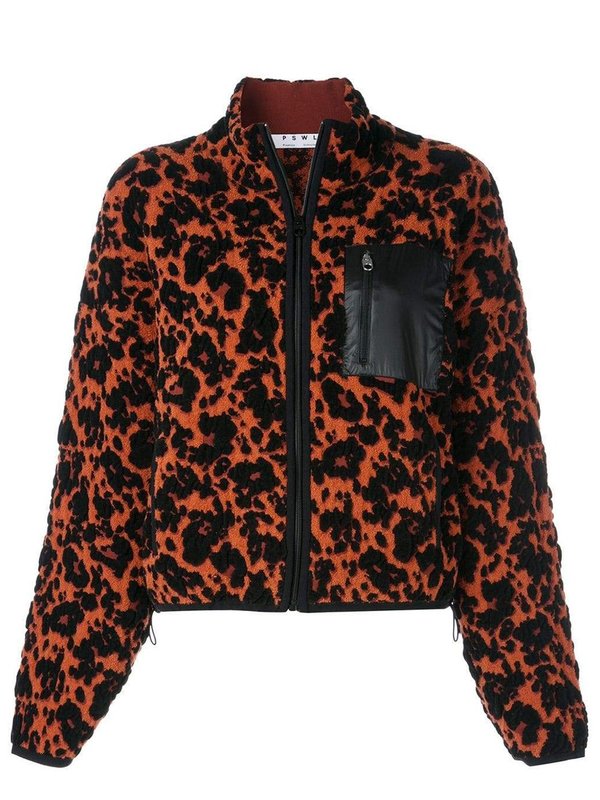 Leopard Jacquard Cropped Bomber Leopard Jacquard Cropped Bomber