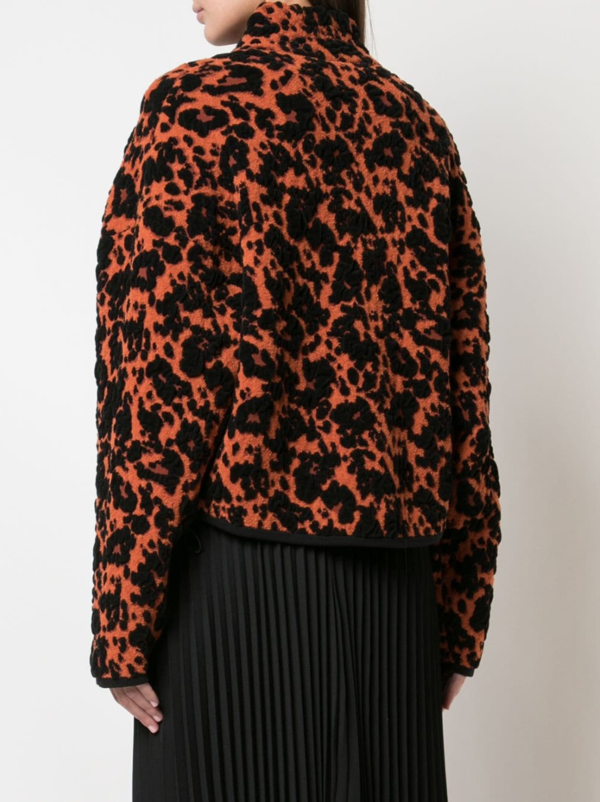 Leopard Jacquard Cropped Bomber Leopard Jacquard Cropped Bomber