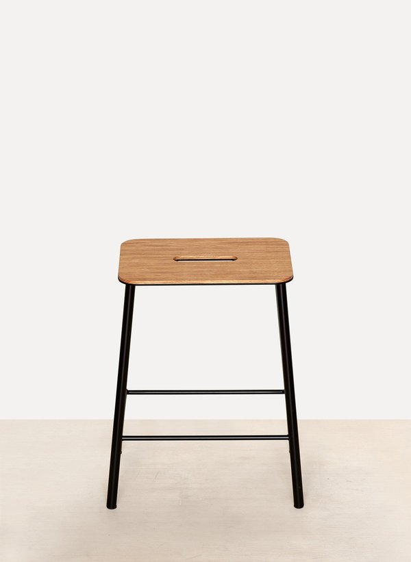 Matte Black Oak Adam Stool Matte Black Oak Adam Stool