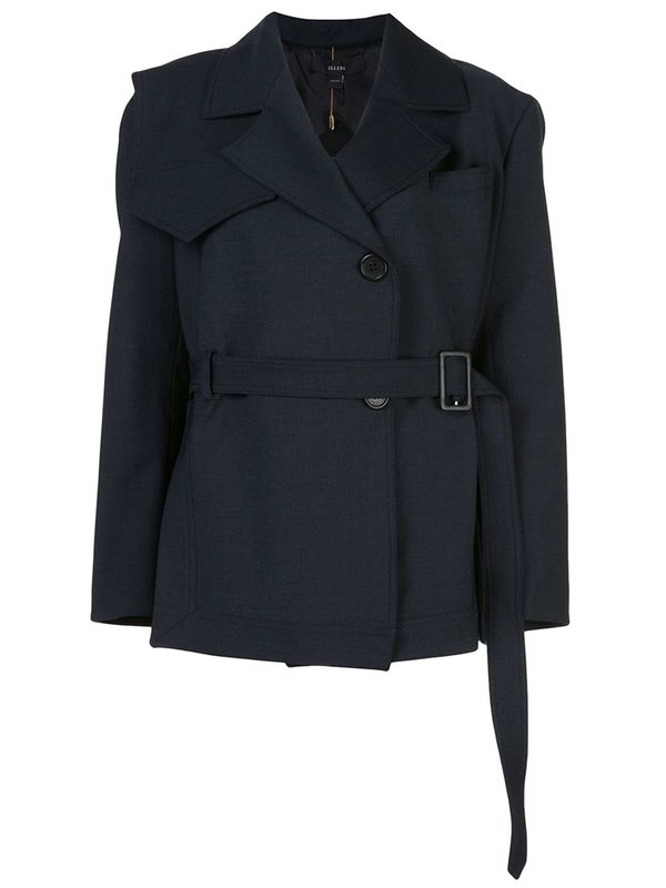 Ellery Permanent Residency Short Trench Coat - Navy Blue Ellery Permanent Residency Short Trench Coat - Navy Blue