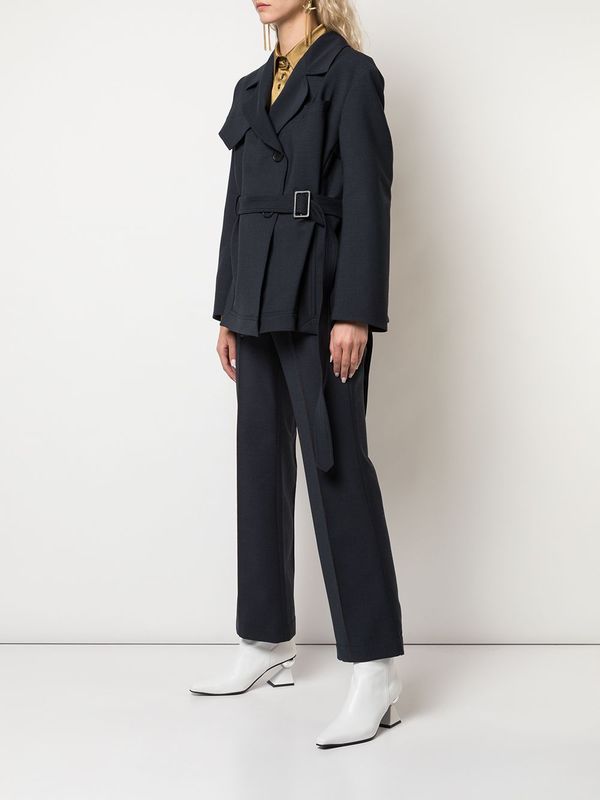 Ellery Permanent Residency Short Trench Coat - Navy Blue Ellery Permanent Residency Short Trench Coat - Navy Blue