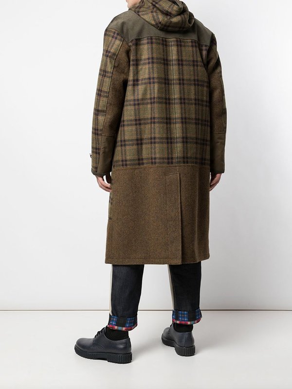 JUNYA WATANABE Plaid Hooded Coat - Khaki Green JUNYA WATANABE Plaid Hooded Coat - Khaki Green