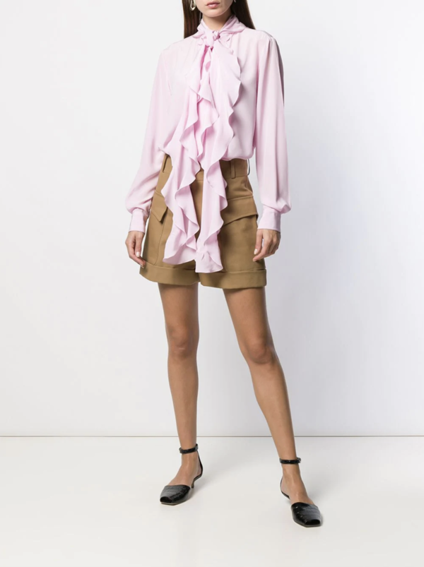 Victoria Beckham Pocket Detail High-Waisted Shorts - Camel Victoria Beckham Pocket Detail High-Waisted Shorts - Camel