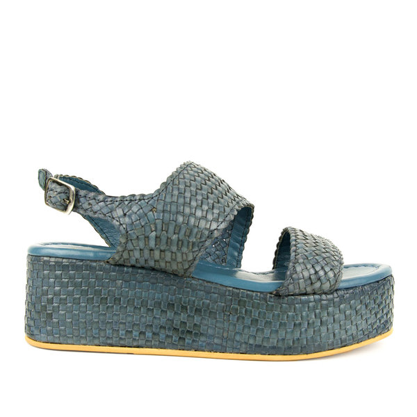 Azarey Woven Platform Sandal - Denim Azarey Woven Platform Sandal - Denim