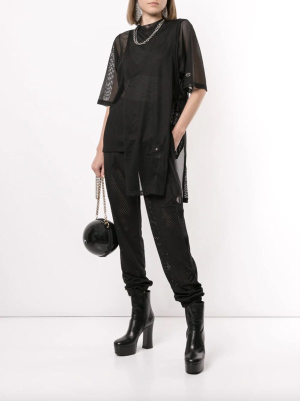 トップス Rick Owens Champion Toga Mesh T-Shirt XS Rick Owens - Champion Toga Mesh T-Shirt - White Rick Owens
