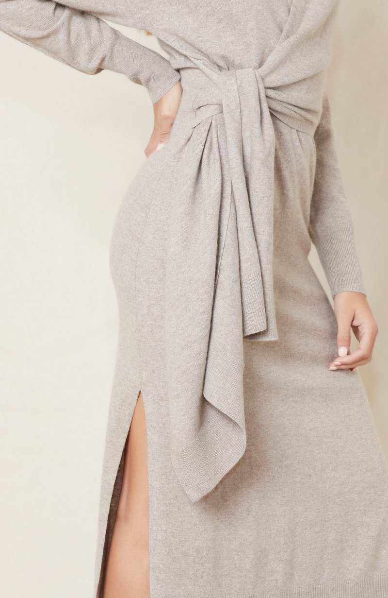 Skyla Loungewear Knit Wrap Dress - Fawn Skyla Loungewear Knit Wrap Dress - Fawn
