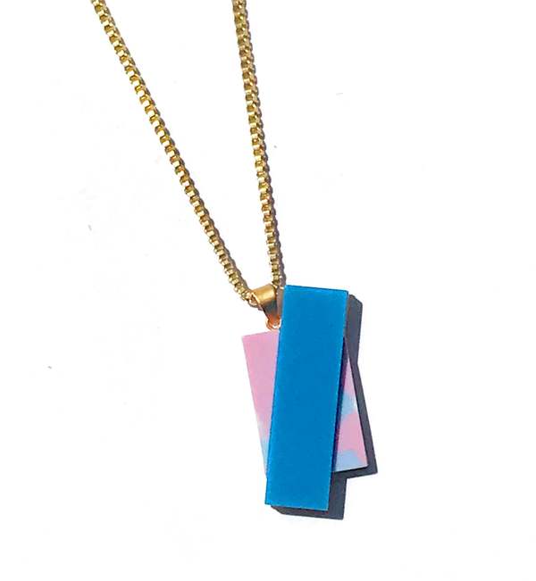 MATTER MATTERS Double Rec Necklace - Blue/Pink MATTER MATTERS Double Rec Necklace - Blue/Pink