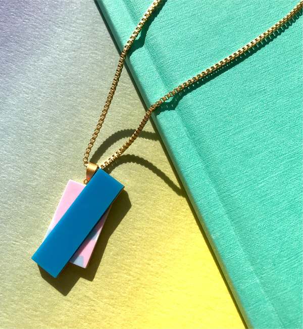 MATTER MATTERS Double Rec Necklace - Blue/Pink MATTER MATTERS Double Rec Necklace - Blue/Pink