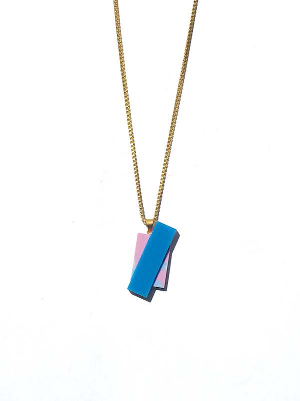 MATTER MATTERS Double Rec Necklace - Blue/Pink MATTER MATTERS Double Rec Necklace - Blue/Pink