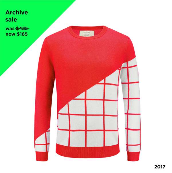 UNISEX MATTER MATTERS Grids Crew Neck Wool and Cashmere-Blend Pullover - RED UNISEX MATTER MATTERS Grids Crew Neck Wool and Cashmere-Blend Pullover - RED