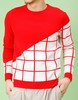 UNISEX MATTER MATTERS Grids Crew Neck Wool and Cashmere-Blend Pullover - RED - Thumbnail 1