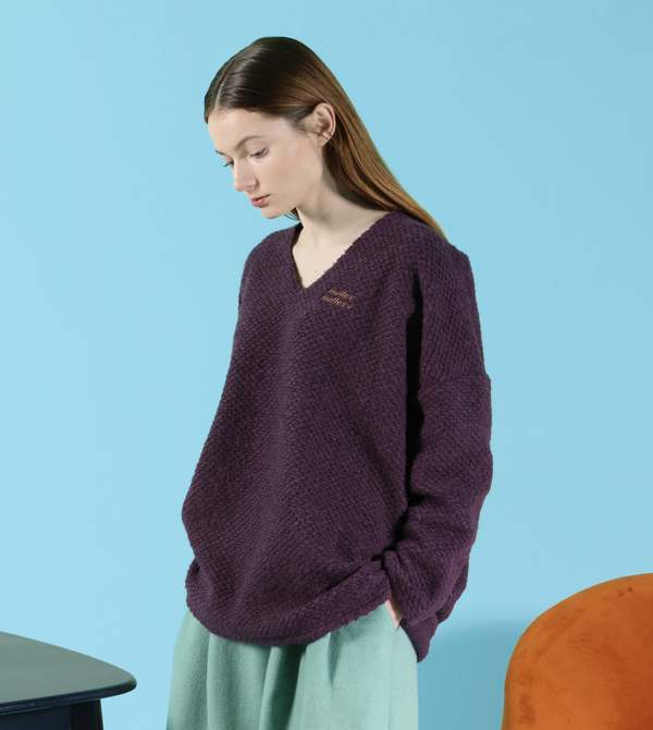 MATTER MATTERS V Neck Wool -Blend Oversized knitted sweater - Purple MATTER MATTERS V Neck Wool -Blend Oversized knitted sweater - Purple