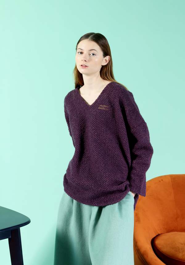 MATTER MATTERS V Neck Wool -Blend Oversized knitted sweater - Purple MATTER MATTERS V Neck Wool -Blend Oversized knitted sweater - Purple
