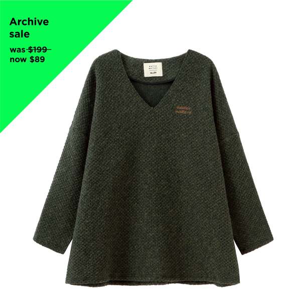 MATTER MATTERS V Neck Wool -Blend Oversized knitted sweater - Dark Green MATTER MATTERS V Neck Wool -Blend Oversized knitted sweater - Dark Green