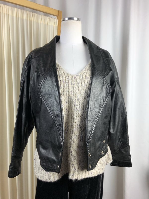 Vintage Crop Leather Moto Jacket Vintage Crop Leather Moto Jacket