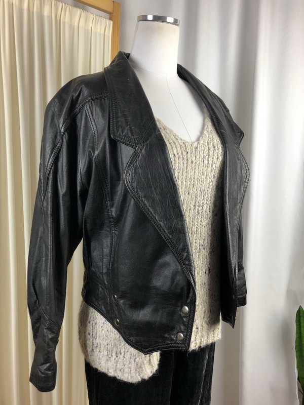 Vintage Crop Leather Moto Jacket Vintage Crop Leather Moto Jacket
