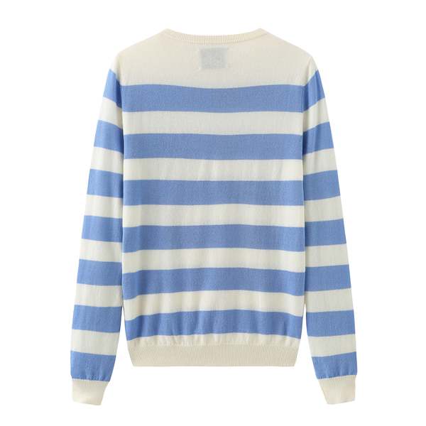 Unisex MATTER MATTERS Crew Neck Intarsia Wool/Cashmere Blend Sweater - White/Light Blue Unisex MATTER MATTERS Crew Neck Intarsia Wool/Cashmere Blend Sweater - White/Light Blue