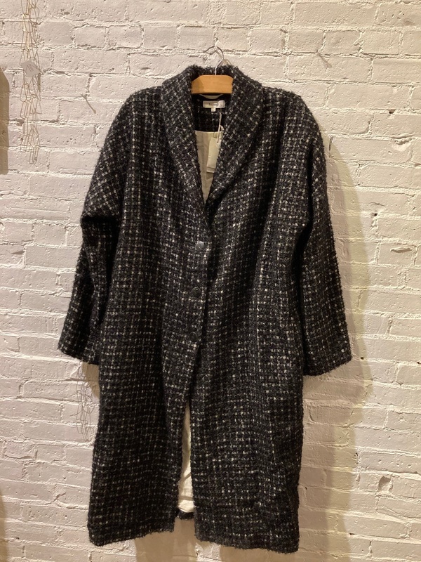Samuji Textured Wool Coat - Plaid