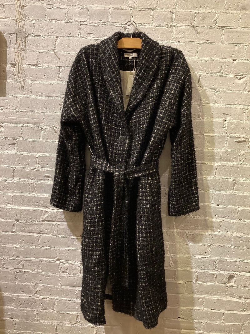 Samuji Textured Wool Coat - Plaid