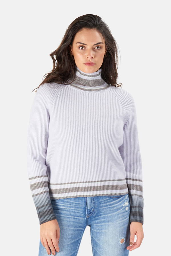 Naadam Dip Dye Striped Turtleneck Sweater - Frost Grey Naadam Dip Dye Striped Turtleneck Sweater - Frost Grey