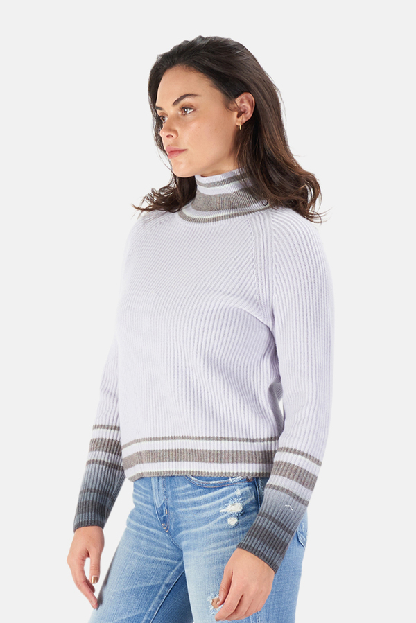Naadam Dip Dye Striped Turtleneck Sweater - Frost Grey Naadam Dip Dye Striped Turtleneck Sweater - Frost Grey