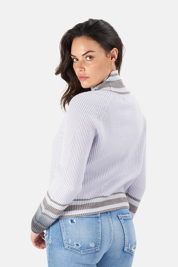 Naadam Dip Dye Striped Turtleneck Sweater - Frost Grey Naadam Dip Dye Striped Turtleneck Sweater - Frost Grey