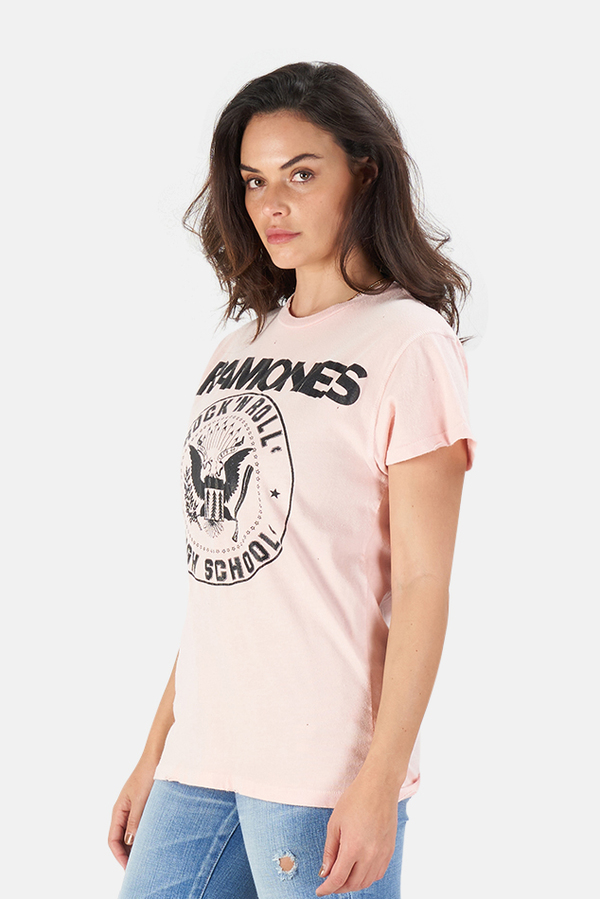 MadeWorn Rock Ramones Rock n Roll High School T-Shirt - Pink Pigment MadeWorn Rock Ramones Rock n Roll High School T-Shirt - Pink Pigment