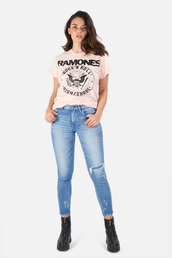 MadeWorn Rock Ramones Rock n Roll High School T-Shirt - Pink Pigment MadeWorn Rock Ramones Rock n Roll High School T-Shirt - Pink Pigment