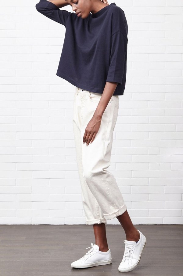 Ma'ry'ya Crew Lightweight Knit Sweater - Navy Ma'ry'ya Crew Lightweight Knit Sweater - Navy