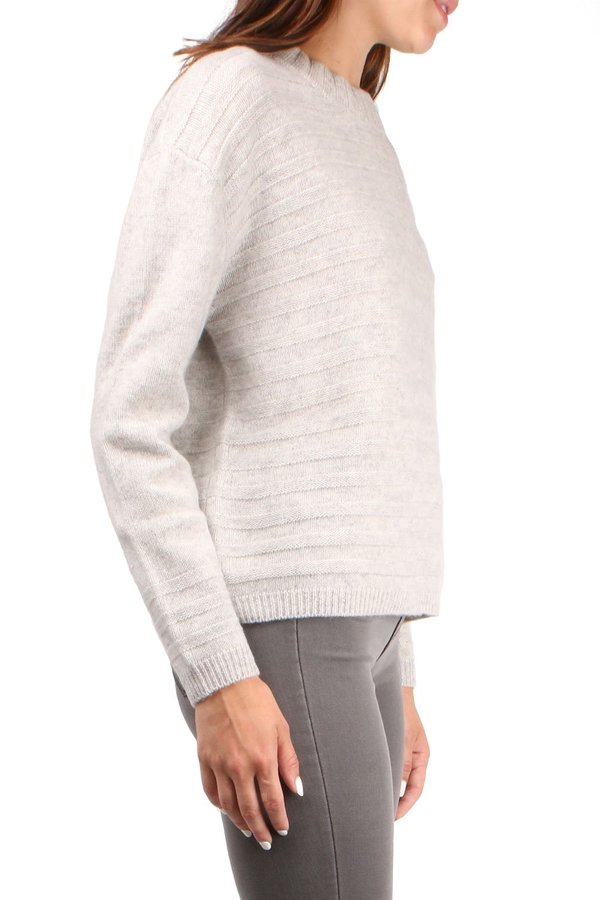 Allude Textured Sweater - Light Grey Melange Allude Textured Sweater - Light Grey Melange