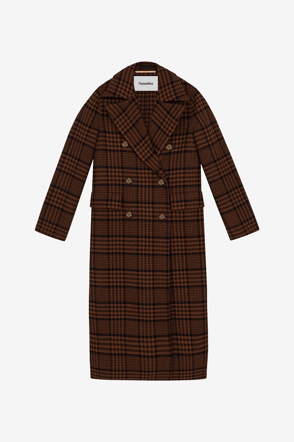 Nanushka Lana Tailored Coat - Navy/Rust Check Nanushka Lana Tailored Coat - Navy/Rust Check
