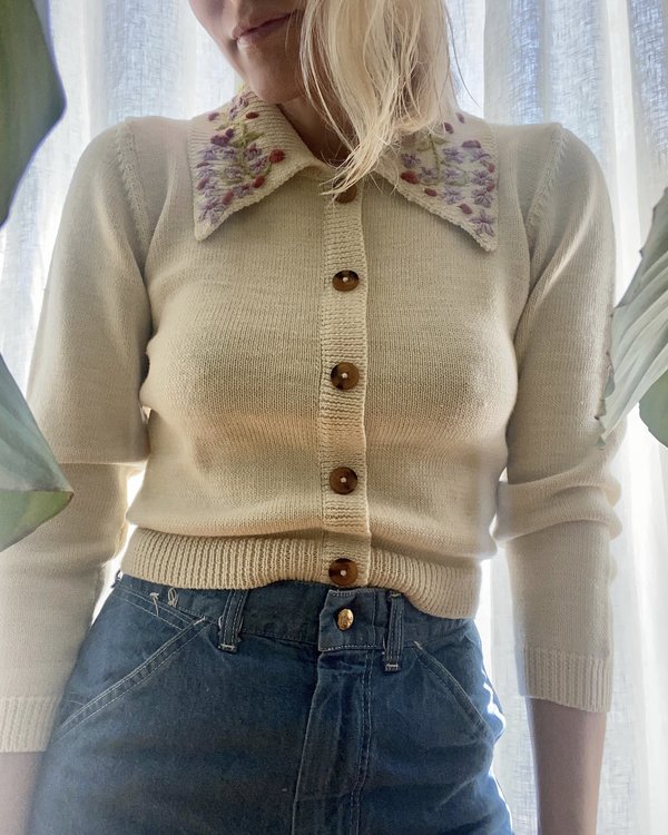 Tach Clothing Cisne Embroidered Sweater - Cream Tach Clothing Cisne Embroidered Sweater - Cream