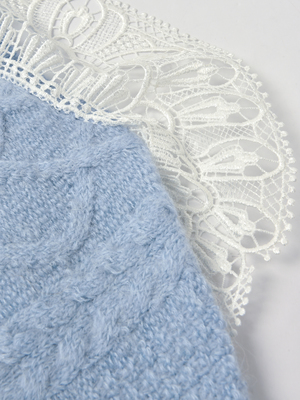Self Portrait Lace Collar Cardigan - Light Blue Self Portrait Lace Collar Cardigan - Light Blue