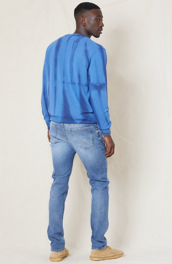 PRESIDENTS Shibori Recycled Cash Crew Sweater - Deep Navy/Light Blue PRESIDENTS Shibori Recycled Cash Crew Sweater - Deep Navy/Light Blue