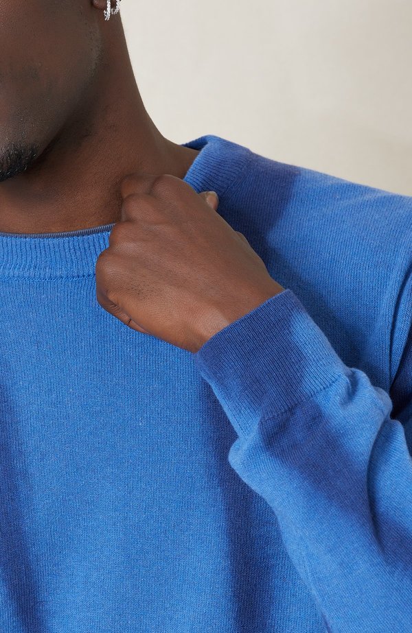 PRESIDENTS Shibori Recycled Cash Crew Sweater - Deep Navy/Light Blue PRESIDENTS Shibori Recycled Cash Crew Sweater - Deep Navy/Light Blue
