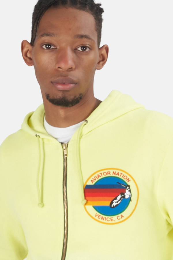 Aviator Nation Men's Zip Hoodie Sweater - Yellow Aviator Nation Men's Zip Hoodie Sweater - Yellow