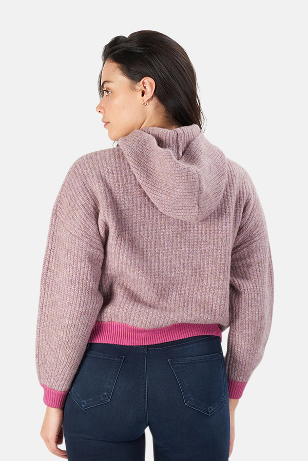 Naadam Women's NAADAM Cowl Neck Hoodie Sweater - Lilac combo Naadam Women's NAADAM Cowl Neck Hoodie Sweater - Lilac combo