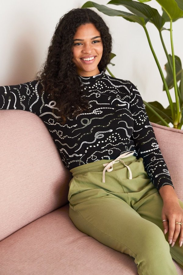 North Of West Morgan Mock Neck - Black/Snake Rainbow Print North Of West Morgan Mock Neck - Black/Snake Rainbow Print