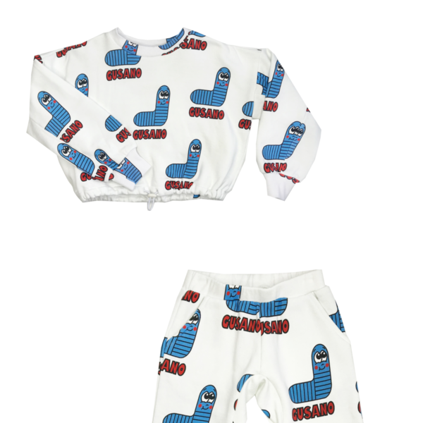 KIDS Banana Valentine Worms Crop Sweatshirt - BLUE KIDS Banana Valentine Worms Crop Sweatshirt - BLUE