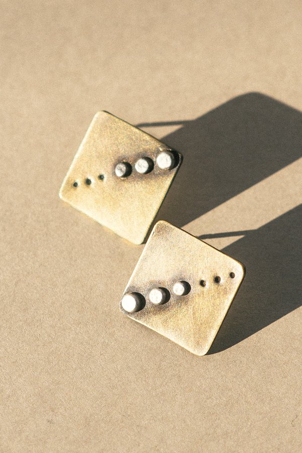 Rivet & Rise Raster Earrings - Brass Rivet & Rise Raster Earrings - Brass