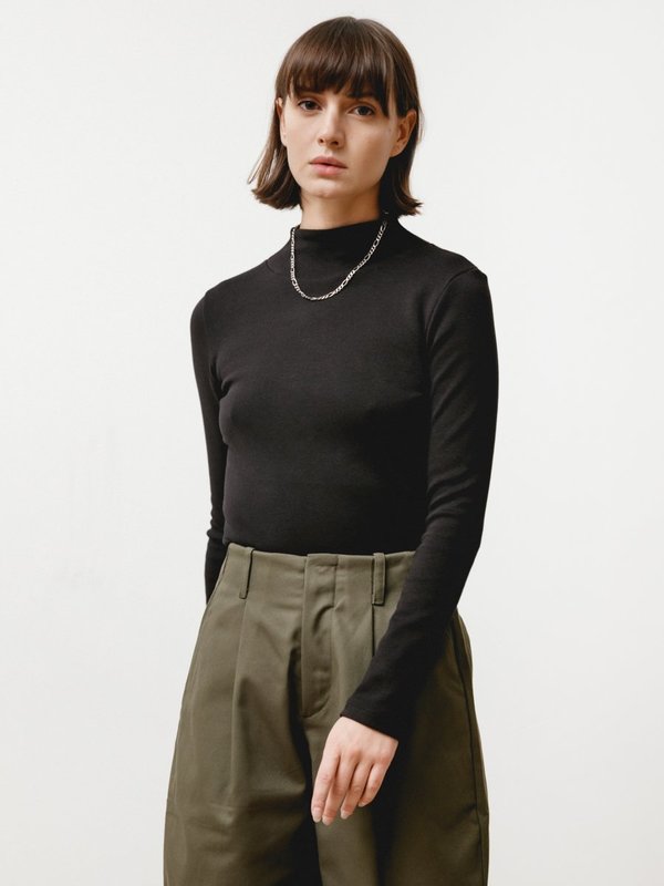 Priory Plex Stretch Knit Mockneck - Black Priory Plex Stretch Knit Mockneck - Black