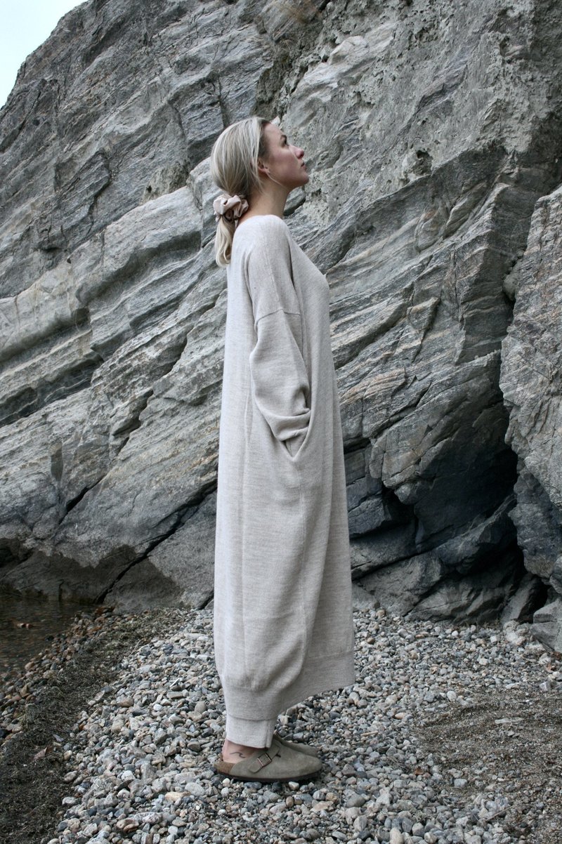 Lauren Manoogian Wide V Neck Dress - Hessian | Garmentory