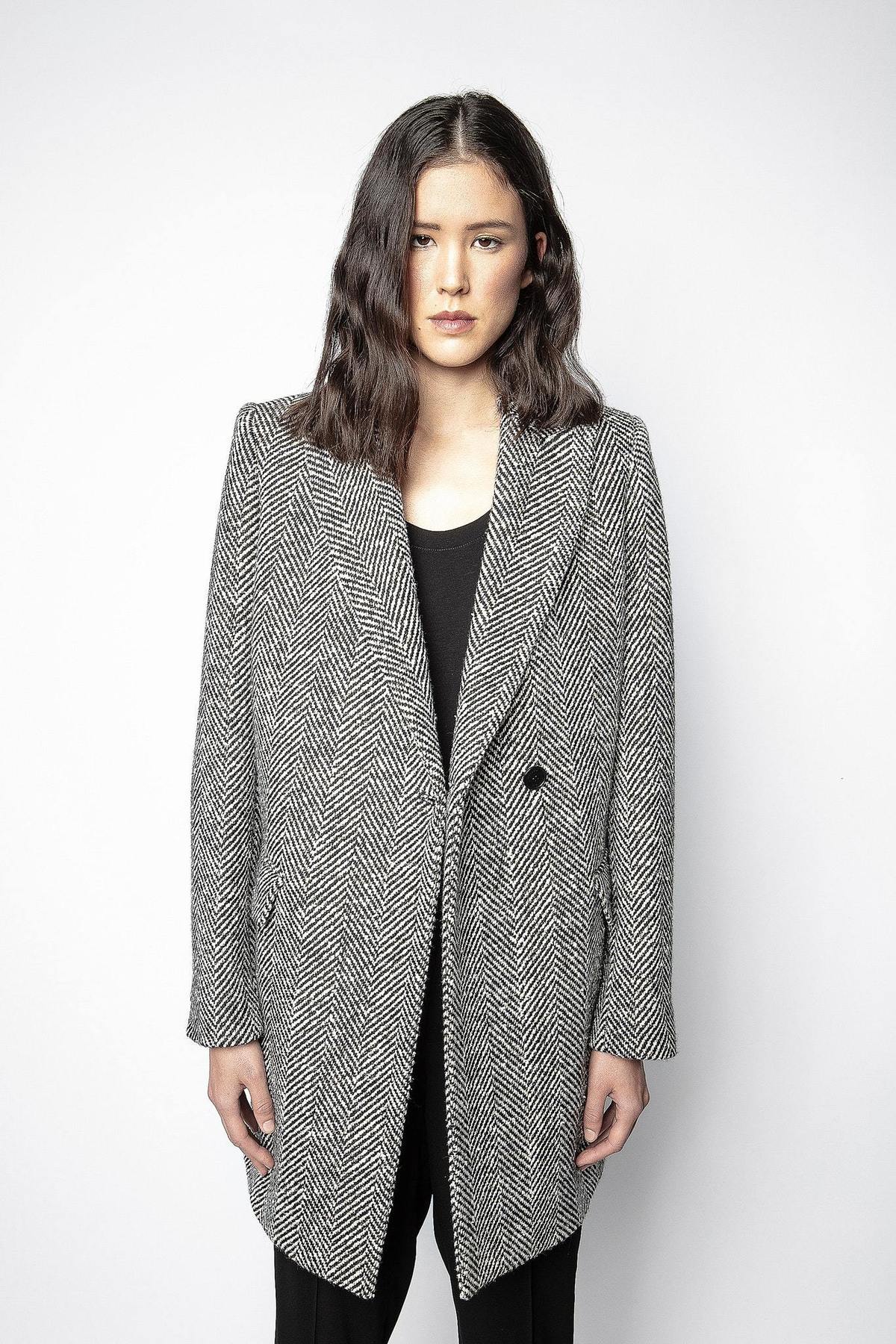 Zadig & Voltaire Marco Chevron Herringbone Coat | Garmentory