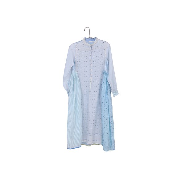 Injiri Pieced Long Sleeve Maxi Dress - Blue Injiri Pieced Long Sleeve Maxi Dress - Blue
