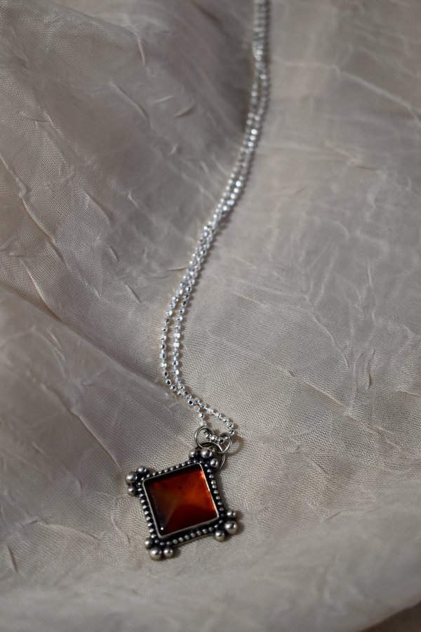 Blue & Blue Baltic Amber Pyramid Necklace Blue & Blue Baltic Amber Pyramid Necklace