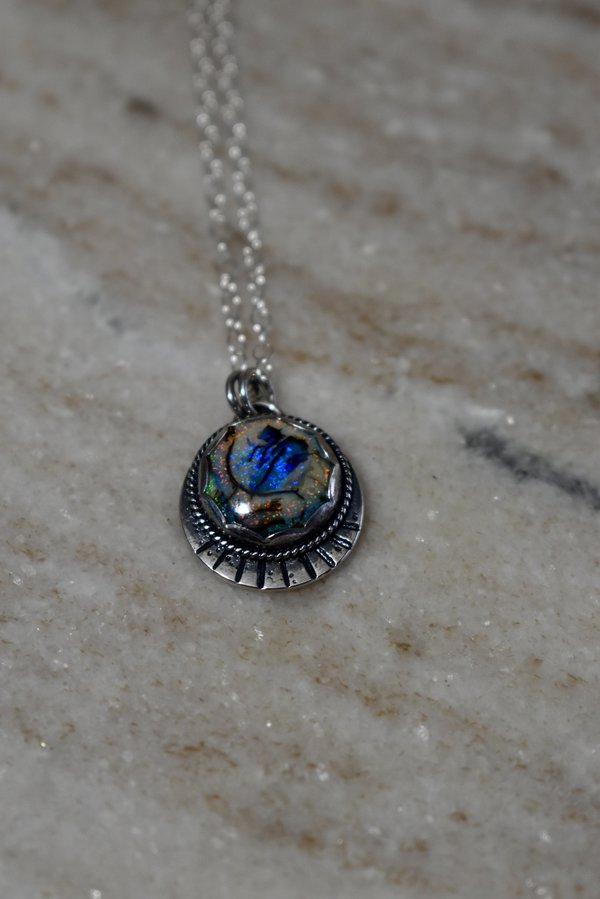 Blue & Blue Monarch Opal Round Necklace Blue & Blue Monarch Opal Round Necklace