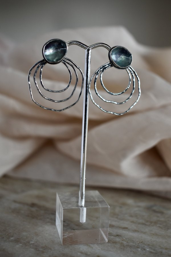 Blue & Blue Rose Cut Fluorite Ear Jacket Set Blue & Blue Rose Cut Fluorite Ear Jacket Set